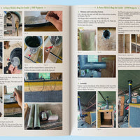 Open book showing a step-by-step guide with images and text on DIY projects.